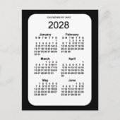 2028 Zwarte 6-maandenkalender van Janz Briefkaart (Voorkant)