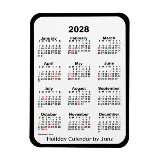 2028 Zwarte feestagenda van Janz Magnet Magneet