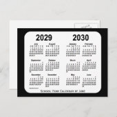 2029-2030 Agenda van de zwarte en witte school van Briefkaart (Voorkant / Achterkant)