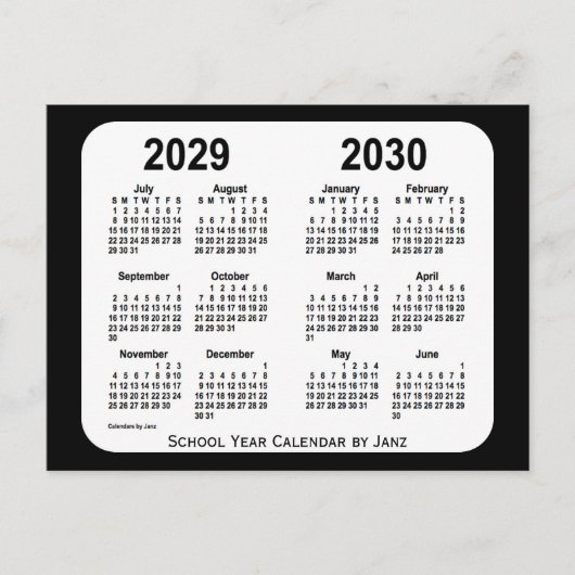 2029-2030 Agenda van de zwarte en witte school van Briefkaart (Voorkant)