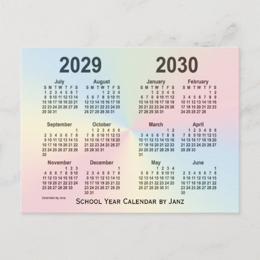 2029-2030 Rainbow Cloud School Agenda van Janz Briefkaart (Voorkant)