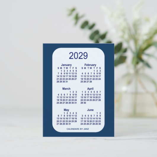 2029 Alice Blue 6 Month Mini Calendar van Janz Briefkaart (Staand voorkant)