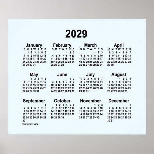 2029 Alice Blue Agenda van Janz Print (Voorkant)