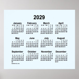 2029 Alice Blue Calendar van Janz Print
