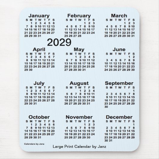 2029 Alice Blue Large Print Calendar van Janz Muismat (Voorkant)