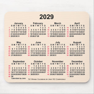 2029 Antiek wit 52 weken ISO-kalender door Janz Muismat