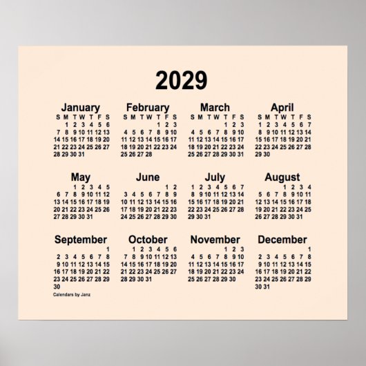 2029 Antiek witte agenda van Janz Print (Voorkant)