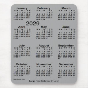 2029 Batleship Grey Large Print Calendar van Janz Muismat