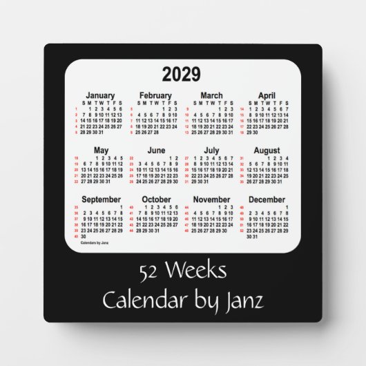 2029 Black 52 Weeks agenda van Janz Fotoplaat (Voorkant)