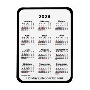 2029 Black Holiday Calendar van Janz Magnet Magneet