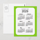 2029 Geel Groen 6-maandelijkse Mini Agenda van Jan Briefkaart (Voorkant / Achterkant)