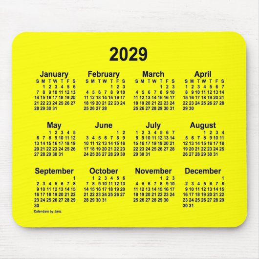 2029 Gele kalender door Janz-Muismat Muismat (Voorkant)