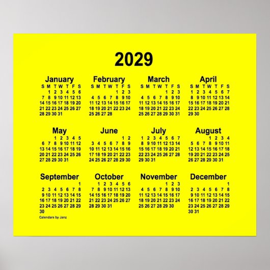 2029 Gele kalender door Janz Print (Voorkant)