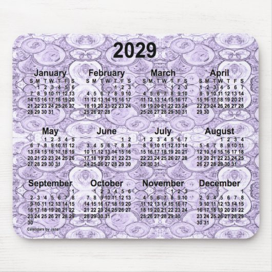 2029 Kleine belletjes Paarse kalender van Janz Muismat (Voorkant)