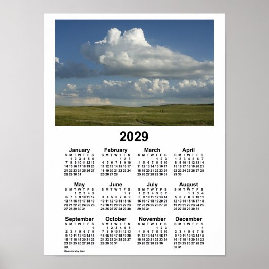 2029 Nebraska Sandhills Kalender door Janz Poster (Voorkant)