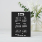2029 Neon White 6 maanden Mini Calendar van Janz Briefkaart (Staand voorkant)
