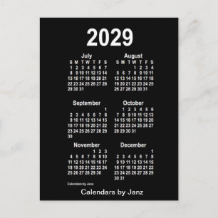2029 Neon White 6 maanden Mini Calendar van Janz Briefkaart