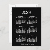 2029 Neon White 6 maanden Mini Calendar van Janz Briefkaart (Voorkant / Achterkant)
