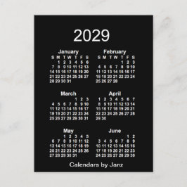 2029 Neon White 6 maanden Mini Calendar van Janz Briefkaart