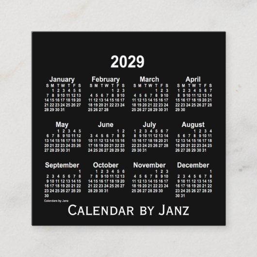 2029 Neon White Agenda van Janz Vierkante Visitekaartje (Voorkant)
