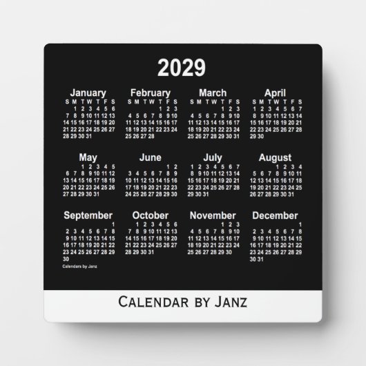 2029 Neon White Desk Calendar van Janz Fotoplaat (Voorkant)