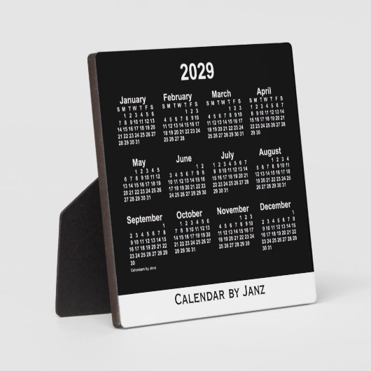 2029 Neon White Desk Calendar van Janz Fotoplaat (Voorkant)