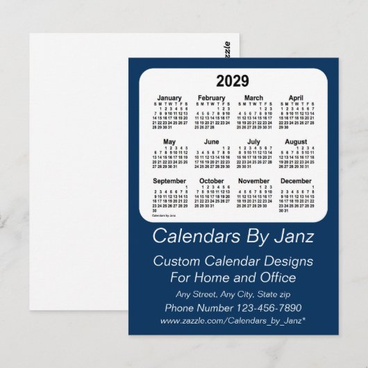 2029 Politie Box Blauwe Zakelijke Kalender door Ja Briefkaart (Voorkant / Achterkant)