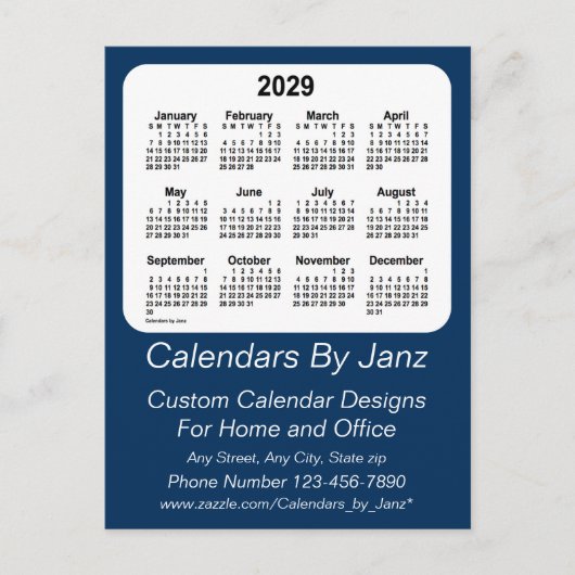 2029 Politie Box Blauwe Zakelijke Kalender door Ja Briefkaart (Voorkant)