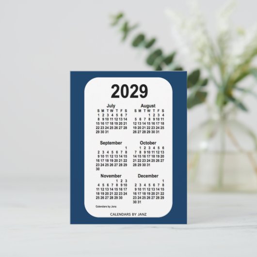 2029 Politiedoos blauw 6 maanden Mini Agenda van J Briefkaart (Staand voorkant)
