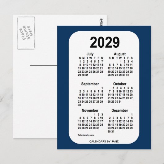 2029 Politiedoos blauw 6 maanden Mini Agenda van J Briefkaart (Voorkant / Achterkant)