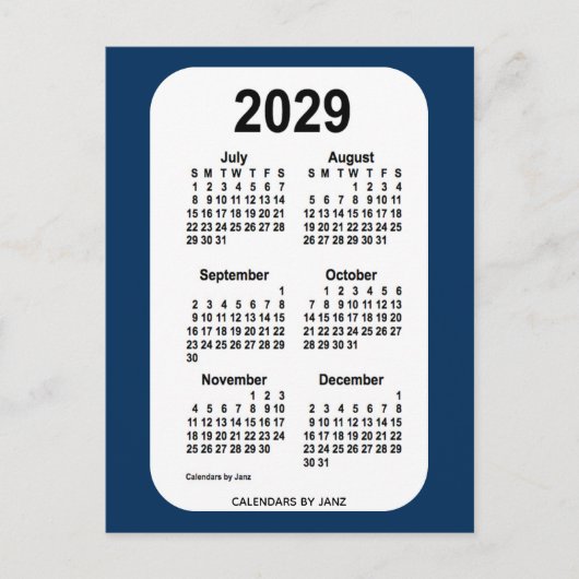2029 Politiedoos blauw 6 maanden Mini Agenda van J Briefkaart (Voorkant)