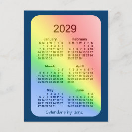 2029 Rainbow Blue 6-maandelijkse agenda van Janz Briefkaart