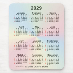 2029 Rainbow Cloud 52-weekagenda van Janz Muismat
