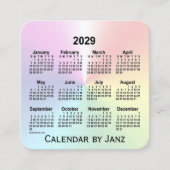 2029 Rainbow Shimmer Agenda van Janz Vierkante Visitekaartje (Voorkant)