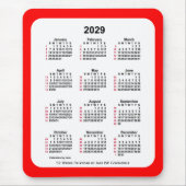 2029 Rood 52 weken ISO Agenda van Janz Two Tone Muismat (Voorkant)