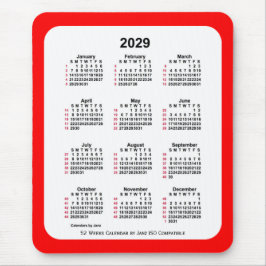 2029 Rood 52 weken ISO Agenda van Janz Two Tone Muismat