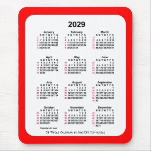 2029 Rood 52 weken ISO Agenda van Janz Two Tone Muismat