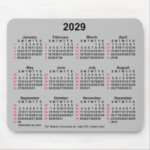2029 Silver 52 weken ISO-kalender door Janz Muismat