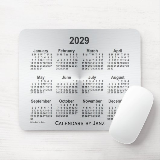 2029 Silver Calendar door Janz Muismat (Met muis)