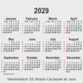 2029 Transparante kalender van 52 weken door Janz Sticker (Voorkant)