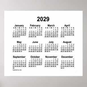 2029 White Calendar door Janz Print