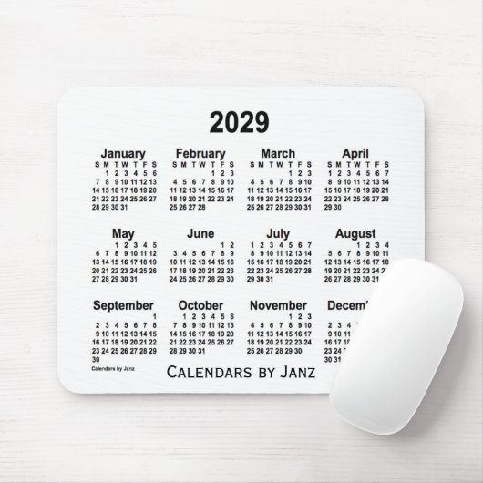 2029 White Calendar van Janz Muismat (Met muis)