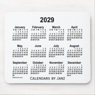 2029 White Calendar van Janz Muismat