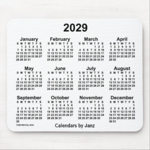 2029 White Calendar van Janz Muismat