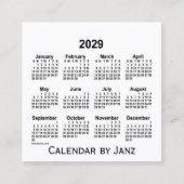 2029 White Calendar van Janz Square Visitekaartje (Voorkant)