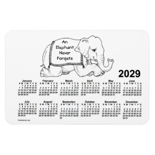 2029 White Elephant Calendar door Janz 4x6 Magnet Magneet