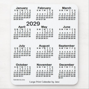 2029 White Large Print Calendar van Janz Muismat