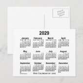 2029 White Mini Calendar van Janz Briefkaart (Voorkant / Achterkant)