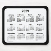 2029 White on Black Calendar van Janz Two Tone Muismat (Voorkant)