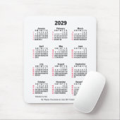 2029 Witte 52 weken ISO-kalender door Janz Muismat (Met muis)